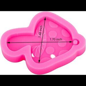 Glossy Shiny Mushrooms Shape Keychain Silicone Mold with Hole for DIY Candy Epox